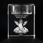 Custom Photo In Spirit, I’m Always Near - Memorial Personalized Custom 3D Crystal Photo Laser Engraved, Crystal Candle Holder - Sympathy Gift For Dog Lovers, Pet Owners