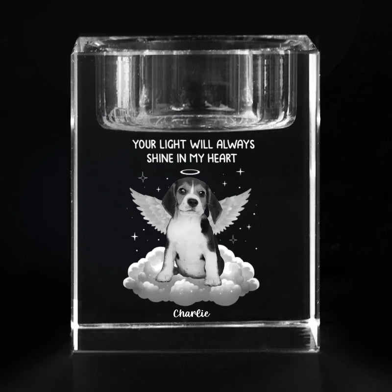Custom Photo In Spirit, I’m Always Near - Memorial Personalized Custom 3D Crystal Photo Laser Engraved, Crystal Candle Holder - Sympathy Gift For Pet Owners, Pet Lovers