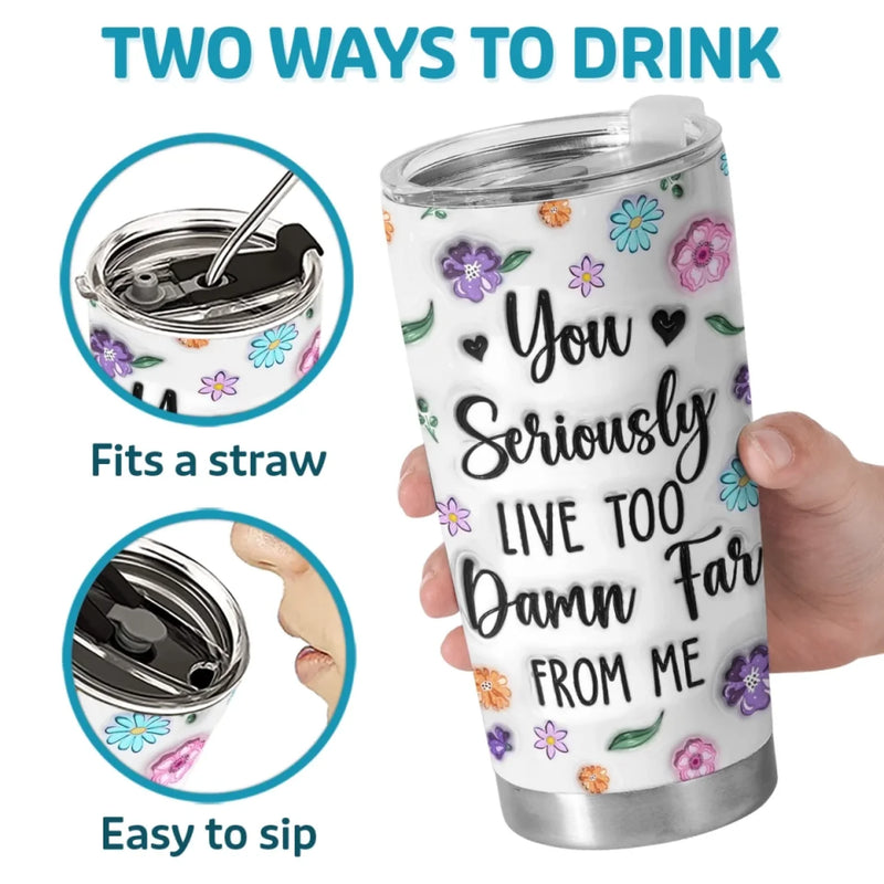 Hearts Connected Across The Miles - Family Personalized Custom 3D Inflated Effect Printed Tumbler - Gift For Best Friends, BFF, Sisters