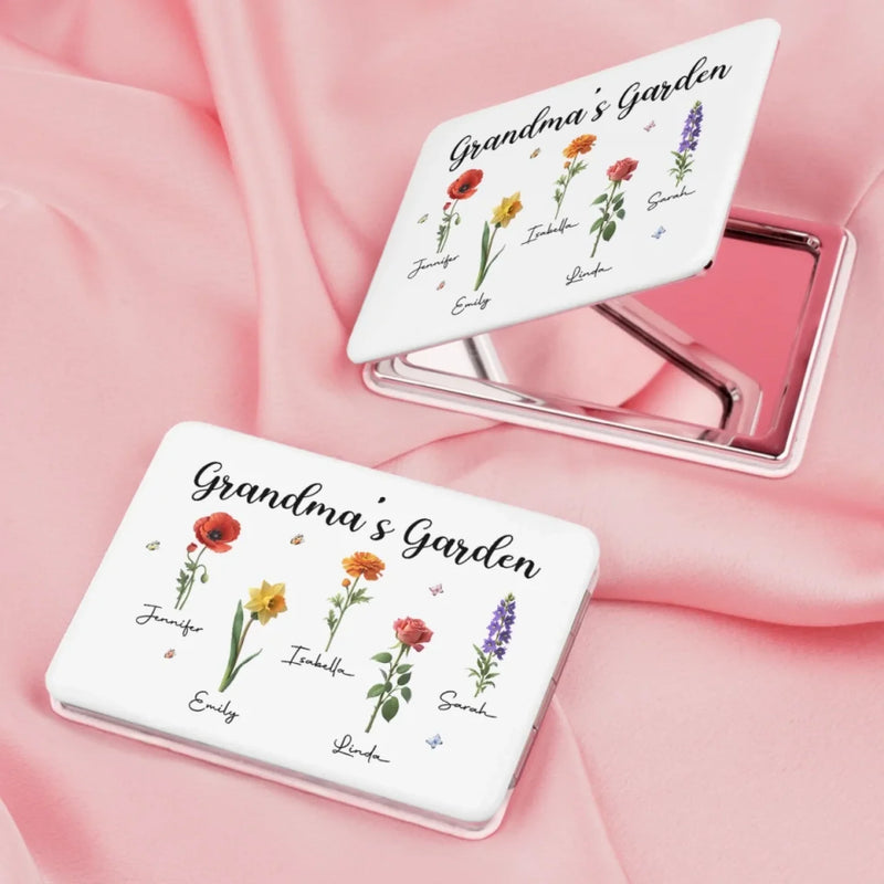 Blossoms Filled With Laughter - Family Personalized Custom Full-print Purse Mirror - Mother's Day, Gift For Mom, Grandma