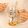 Holding Onto Love - Family Personalized Custom Enamel Flower Tea Cup With Lid & Spoon - Mother's Day, Gift For Mom, Grandma