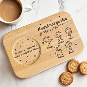 Sweet Treats And Sweeter Memories - Family Personalized Custom Engraved Wooden Tea & Snack Board - Mother's Day, Gift For Mom, Grandma