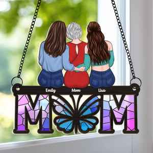 Wrapped In Mom’s Love, Always - Family Personalized Window Hanging Suncatcher Ornament - Mother's Day, Gift For Mom, Grandma