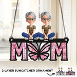 Mom, The Butterfly Of Our Hearts - Family Personalized Window Hanging Suncatcher Ornament - Mother's Day, Gift For Mom, Grandma, Daughter