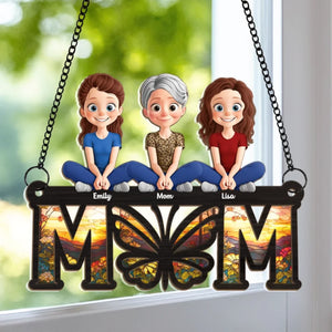 Mom, The Butterfly Of Our Hearts - Family Personalized Window Hanging Suncatcher Ornament - Mother's Day, Gift For Mom, Grandma