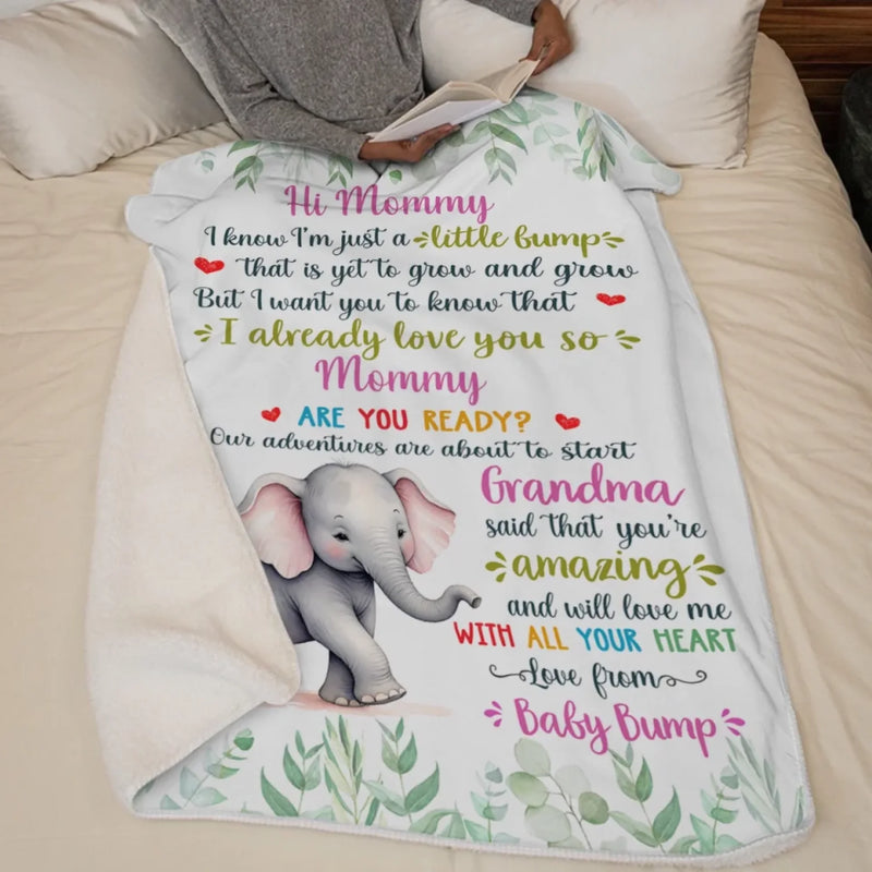 Mom, I Can’t Wait To Meet You - Family Personalized Custom Blanket - Mother's Day, Baby Shower Gift, Gift For First Mom