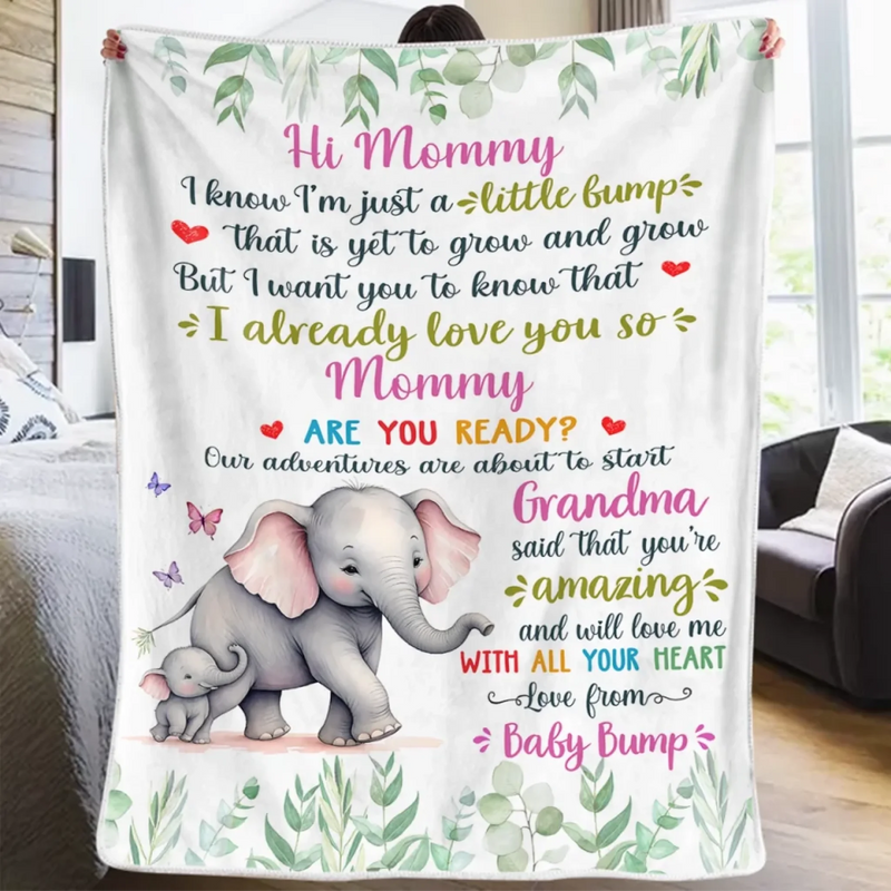 Mom, I Can’t Wait To Meet You - Family Personalized Custom Blanket - Mother's Day, Baby Shower Gift, Gift For First Mom