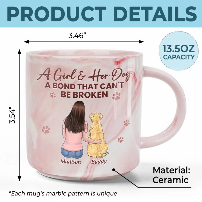 A Girl And Her Dog, Forever Together - Dog Personalized Custom Marble Mug - Gift For Pet Owners, Pet Lovers