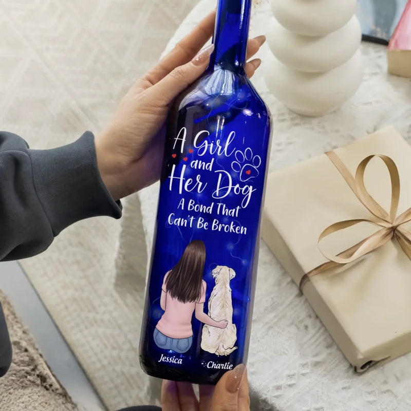 Love And Loyalty, Forever With You - Dog Personalized Custom Blue Bottle Lamp - Gift For Pet Owners, Pet Lovers