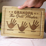 Custom Name Handprint Gifts for Grandpa - Personalized Cutting Board