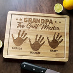 Custom Name Handprint Gifts for Grandpa - Personalized Cutting Board