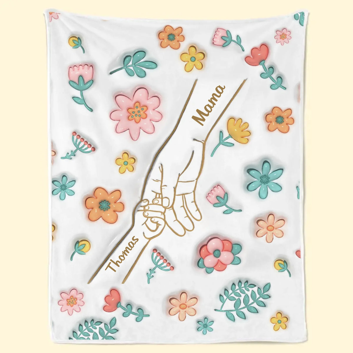 Fingers Tied With Love - Family Personalized Custom 3D Inflated Effect Printed Blanket - Mother's Day, Gift For Mom, Grandma