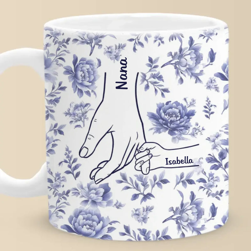 Love Held Between Our Hands - Family Personalized Custom Mug - Mother's Day, Gift For Mom, Grandma