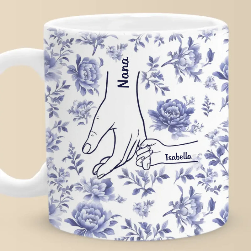Love Held Between Our Hands - Family Personalized Custom Mug - Mother's Day, Gift For Mom, Grandma