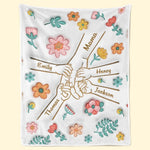 Fingers Tied With Love - Family Personalized Custom 3D Inflated Effect Printed Blanket - Mother's Day, Gift For Family
