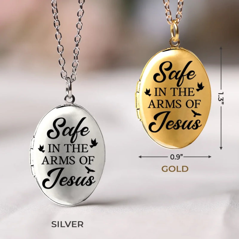 Custom Photo Holding On To Love Forever - Memorial Personalized Custom Locket Necklace - Sympathy Gift For Family Members