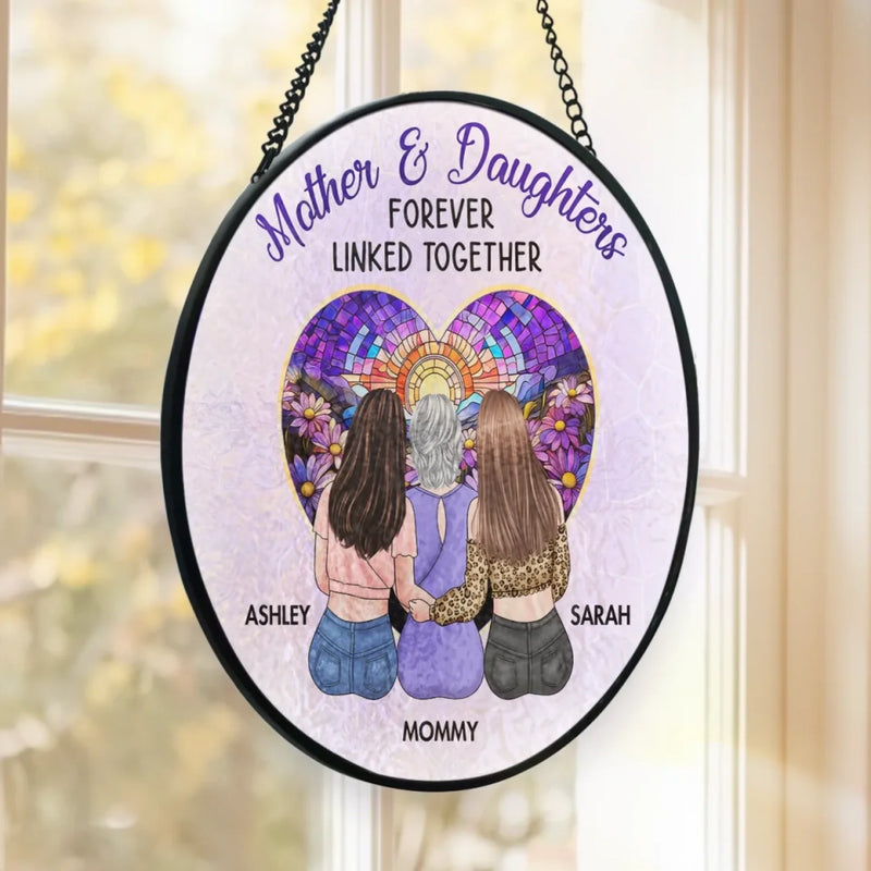 More Than Flesh And Blood, We’re Heart And Soul - Family Personalized Custom Stained Glass Window Hanging Suncatcher - Mother's Day, Gift For Mom, Daughter