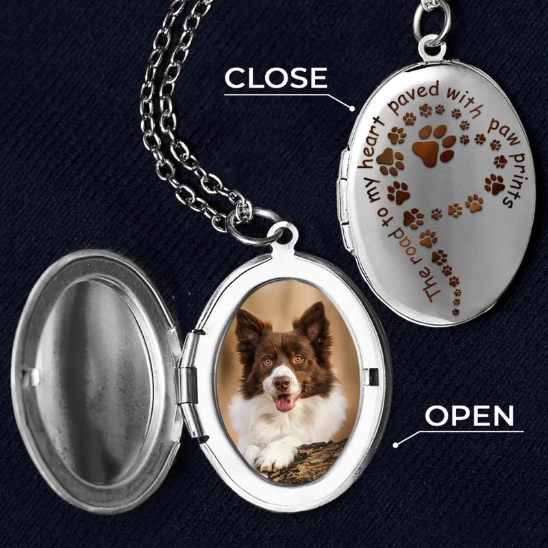 Custom Photo Paw Prints On My Soul - Memorial Personalized Custom Locket Necklace - Sympathy Gift For Pet Owners, Pet Lovers