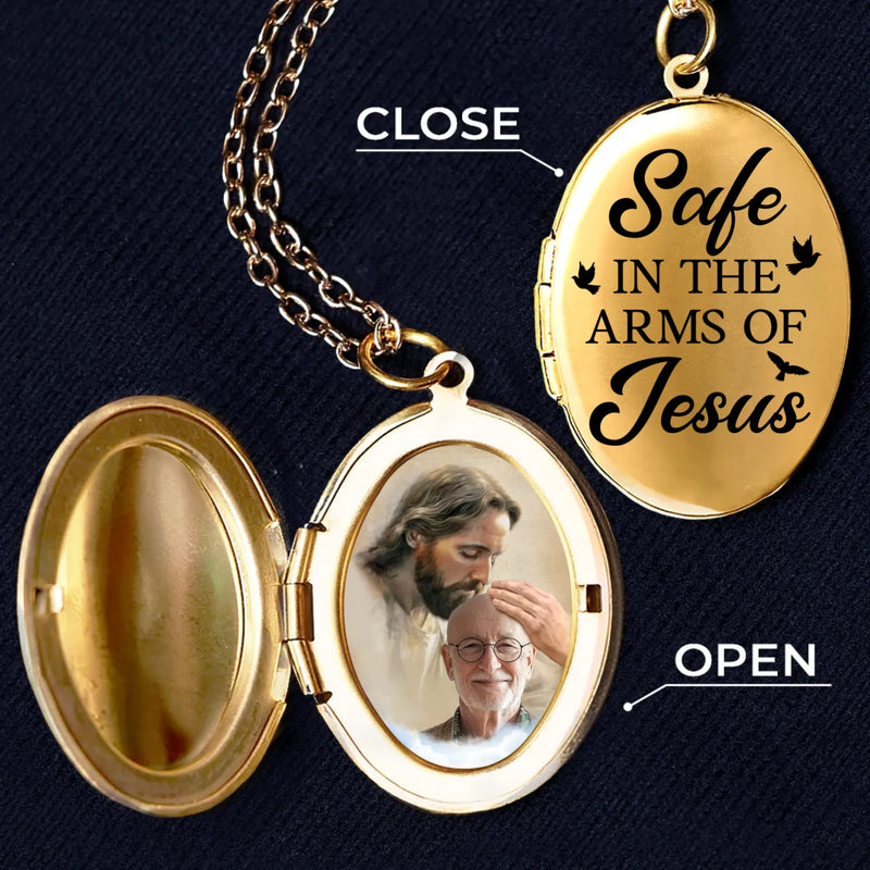 Custom Photo Holding On To Love Forever - Memorial Personalized Custom Locket Necklace - Sympathy Gift For Family Members