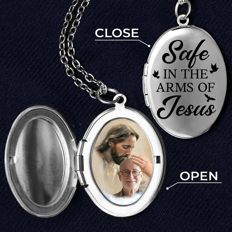 Custom Photo Holding On To Love Forever - Memorial Personalized Custom Locket Necklace - Sympathy Gift For Family Members