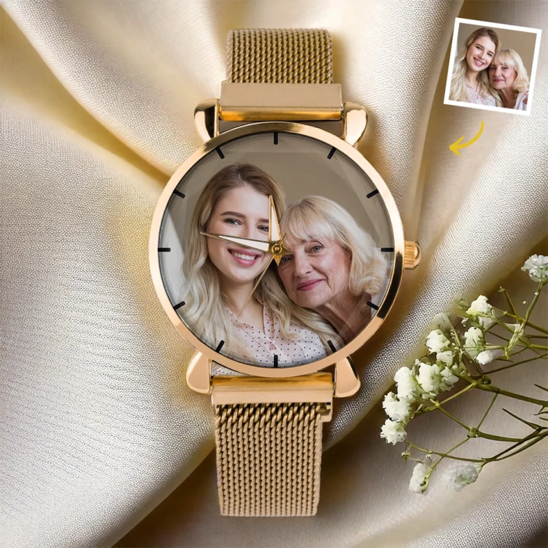Custom Photo Time Keeps Our Memories Alive - Family Personalized Custom Women's Watch - Mother's Day, Gift For Mom, Grandma