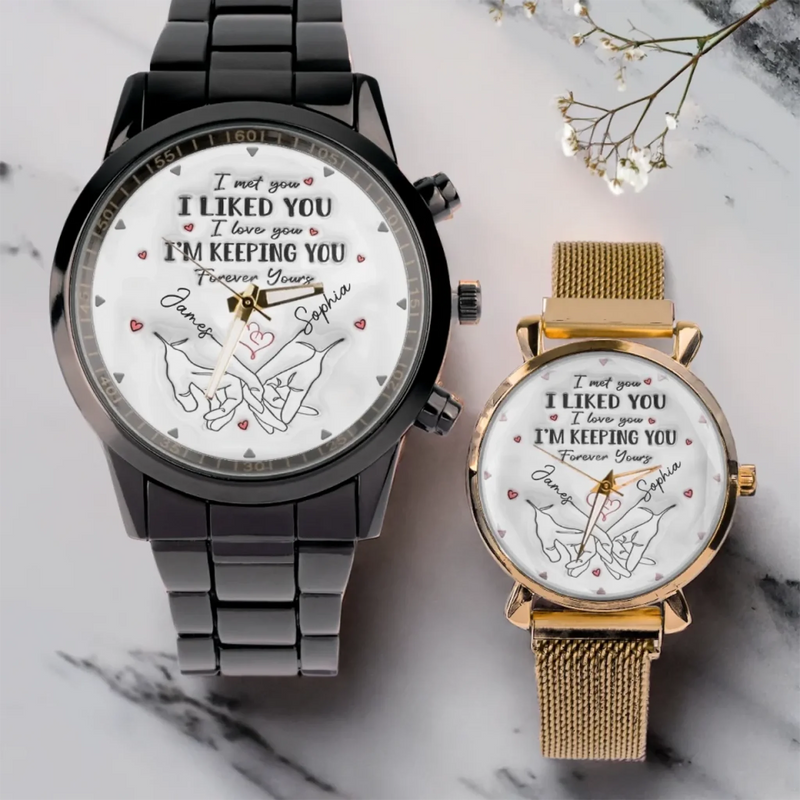 One Love, One Timepiece - Couple Personalized Custom Unisex Watch - Gift For Gift For Husband Wife, Anniversary