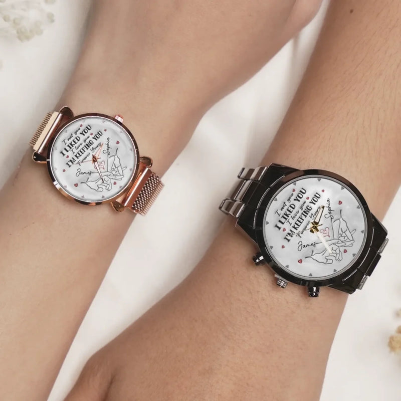 One Love, One Timepiece - Couple Personalized Custom Unisex Watch - Gift For Gift For Husband Wife, Anniversary