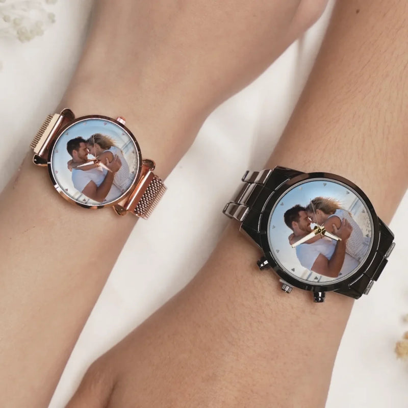 Custom Photo Love In Every Moment - Couple Personalized Custom Unisex Watch - Gift For Gift For Husband Wife, Anniversary