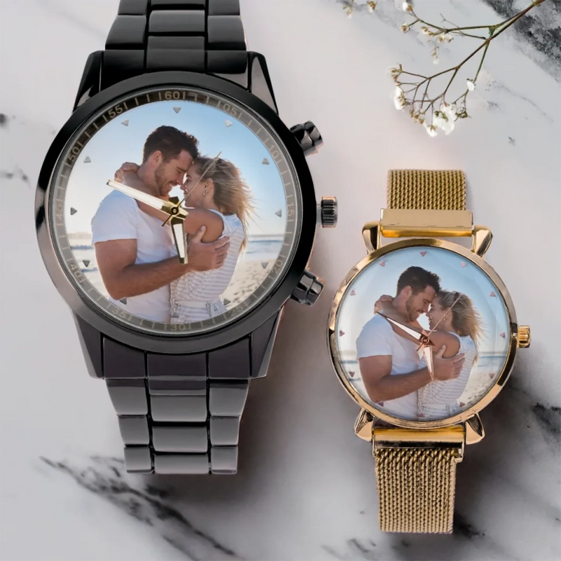 Custom Photo Love In Every Moment - Couple Personalized Custom Unisex Watch - Gift For Gift For Husband Wife, Anniversary