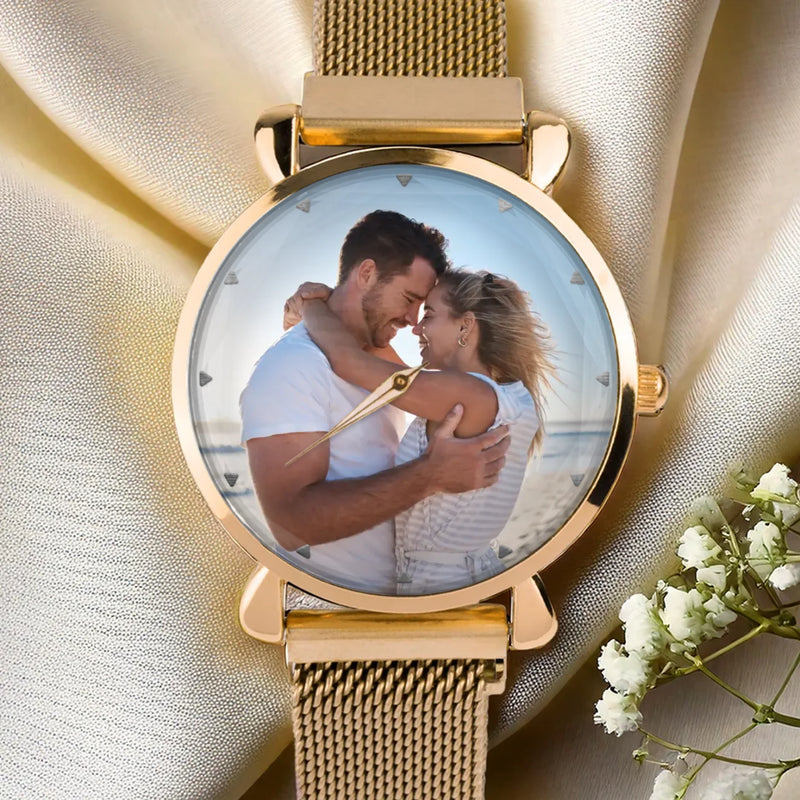 Custom Photo Love In Every Moment - Couple Personalized Custom Unisex Watch - Gift For Gift For Husband Wife, Anniversary