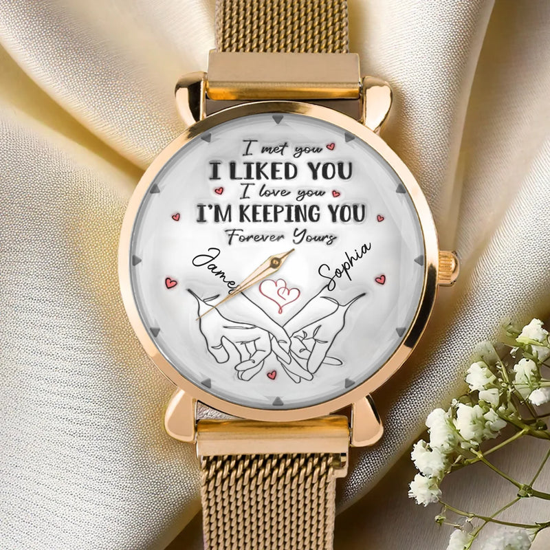 One Love, One Timepiece - Couple Personalized Custom Unisex Watch - Gift For Gift For Husband Wife, Anniversary