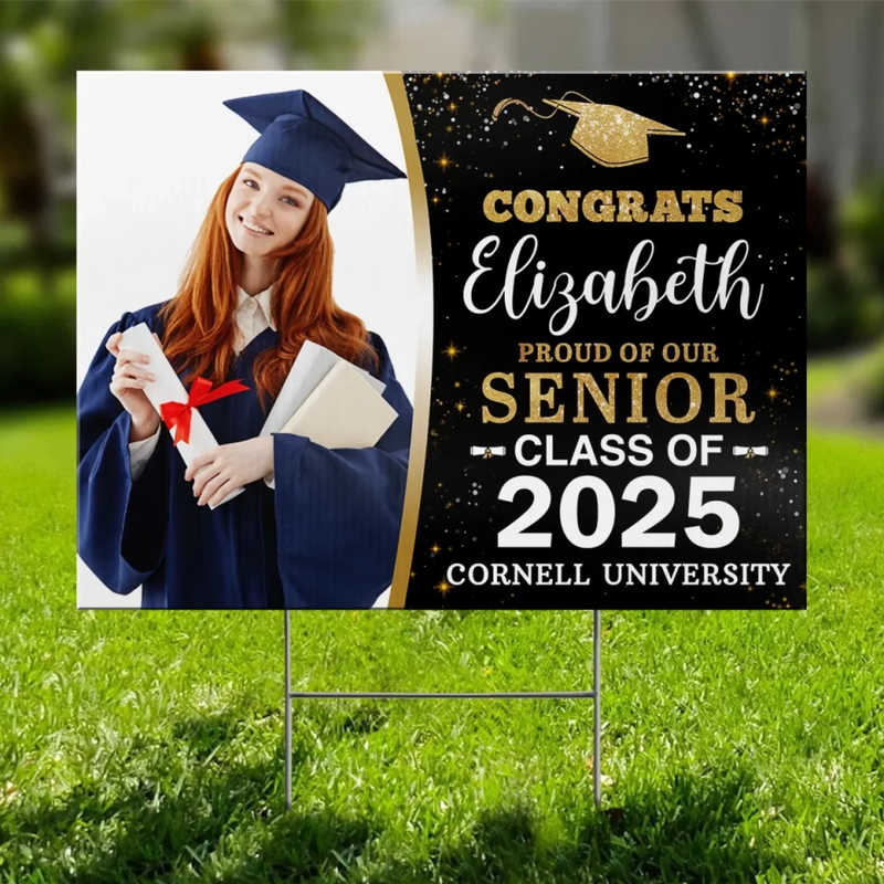 Custom Photo Graduation Glow On Point - Family Personalized Custom Yard Sign - Graduation Gift For Family Members, Siblings, Brothers, Sisters