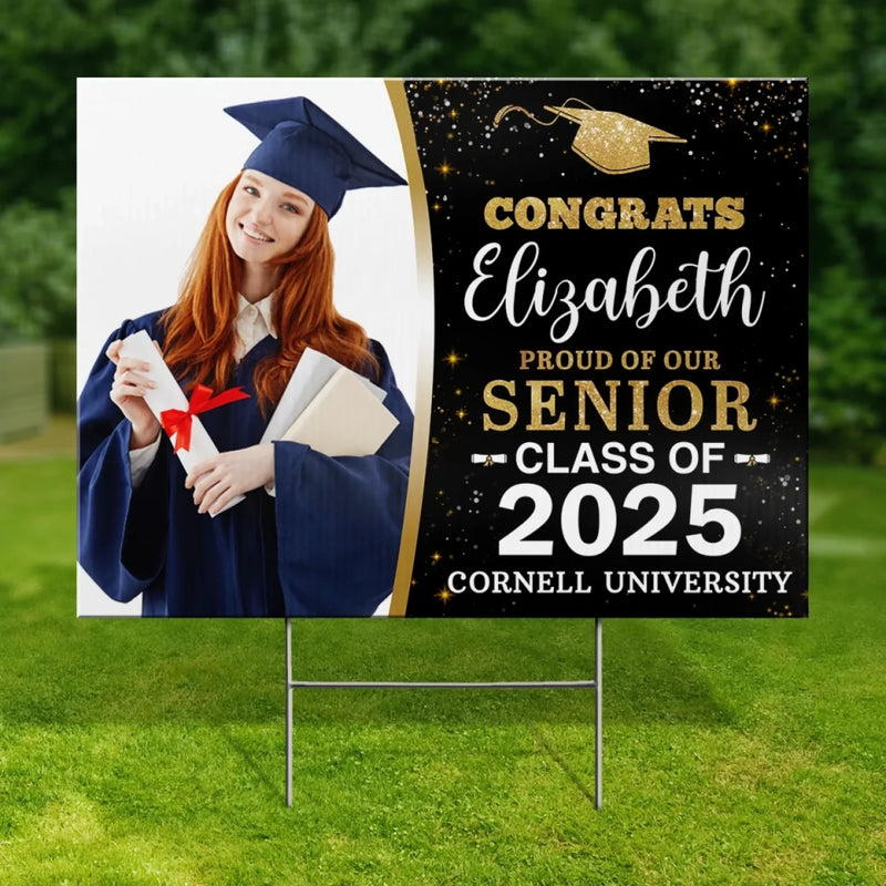 Custom Photo Graduation Glow On Point - Family Personalized Custom Yard Sign - Graduation Gift For Family Members, Siblings, Brothers, Sisters
