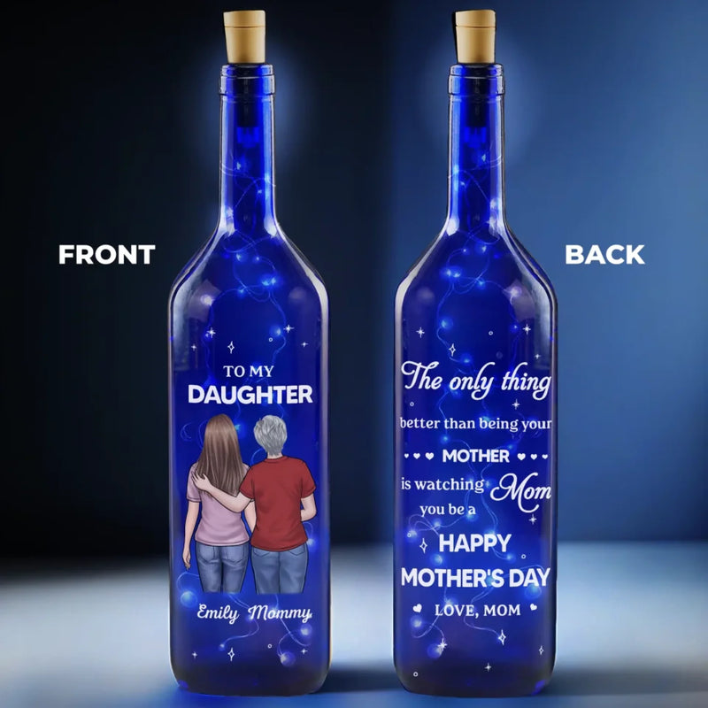 A Bond Time Can’t Break - Family Personalized Custom Blue Bottle Lamp - Mother's Day, Gift For Mom, Daughter