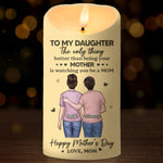 Two Hearts Forever Connected - Family Personalized Custom LED Candle - Mother's Day, Gift For Mom, Daughter