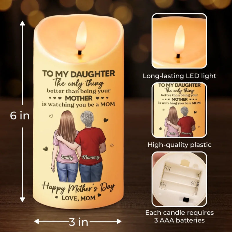 Two Hearts Forever Connected - Family Personalized Custom LED Candle - Mother's Day, Gift For Mom, Daughter