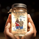 Her Hugs Fix Everything - Family Personalized Custom Mason Jar Light - Mother's Day, Gift For Mom, Daughter