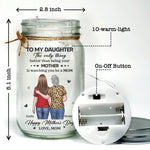 Her Hugs Fix Everything - Family Personalized Custom Mason Jar Light - Mother's Day, Gift For Mom, Daughter