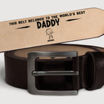 Custom Name World's Best Daddy Gift - Personalized Engraved Leather Belt