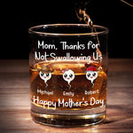 Thanks For The Save, Mom - Family Personalized Custom Whiskey Glass - Mother's Day, Gift For Mom