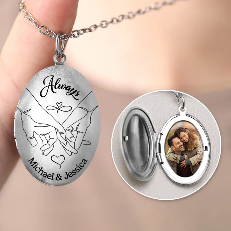Custom Photo Our Forever Moment - Couple Personalized Custom Locket Necklace - Gift For Husband Wife, Anniversary