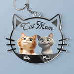 Custom Name Cat Mom Gifts for Cat Lovers - Personalized Acrylic Keychain