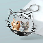 Custom Name Cat Mom Gifts for Cat Lovers - Personalized Acrylic Keychain