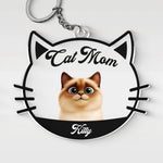 Custom Name Cat Mom Gifts for Cat Lovers - Personalized Acrylic Keychain