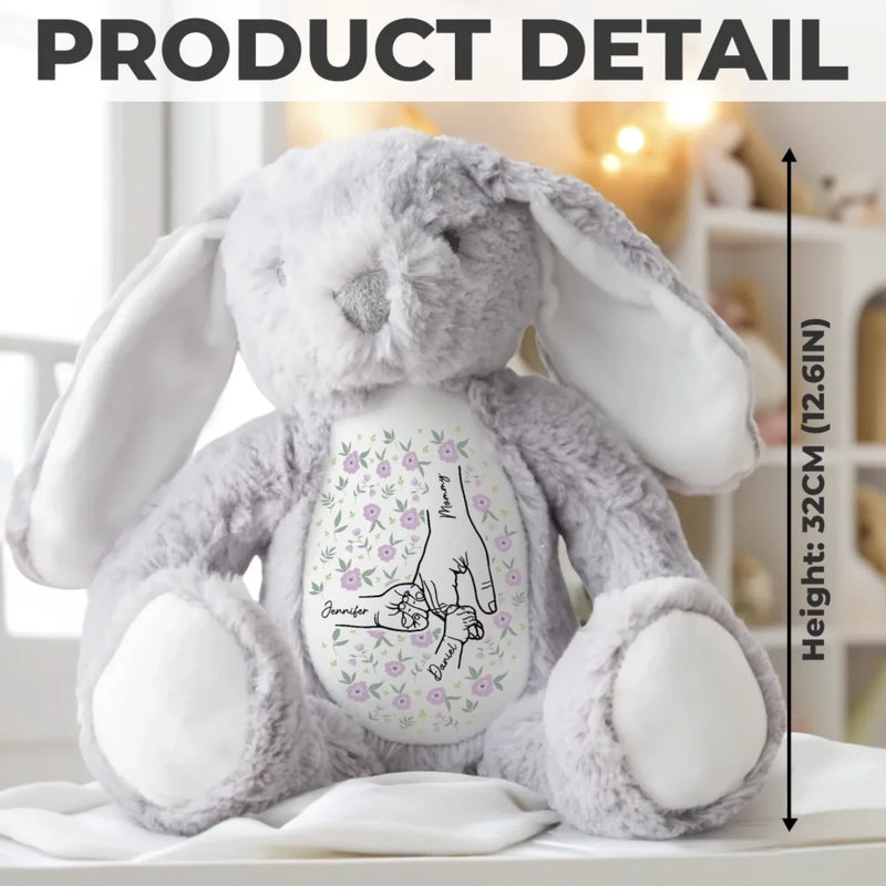 Love's Sweetest Hold - Family Personalized Custom Easter Bunny Plush - Mother's Day, Gift For Mom, Grandma
