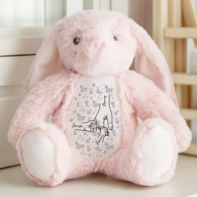Love's Sweetest Hold - Family Personalized Custom Easter Bunny Plush - Mother's Day, Gift For Mom, Grandma