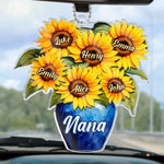 Sunflowers And Love For Mom - Family Personalized Custom Car Ornament - Acrylic Custom Shaped - Mother's Day, Gift For Mom, Grandma