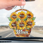 Blooming Love, Forever Mom - Family Personalized Custom Car Ornament - Acrylic Custom Shaped - Mother's Day, Gift For Mom, Grandma