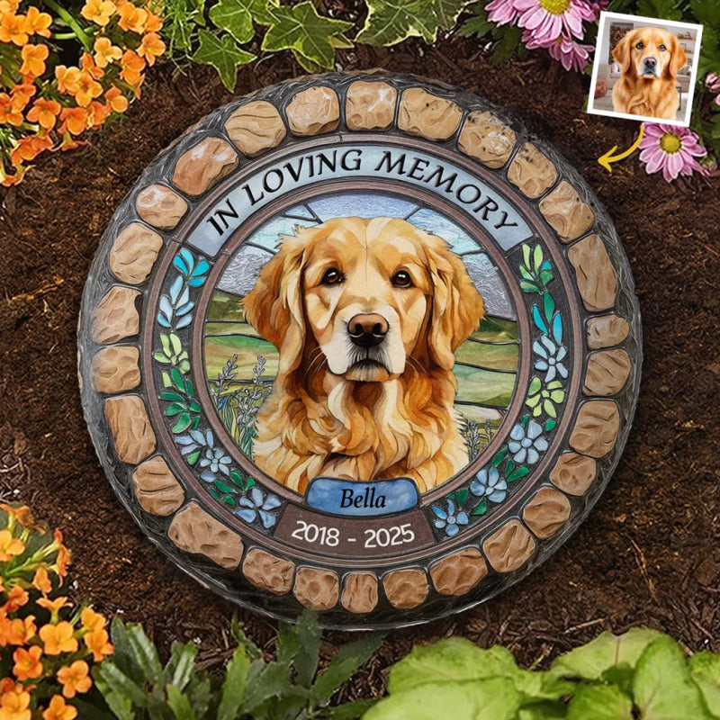 Custom Photo No Greater Companion, No Better Friend - Memorial Personalized Custom 3D Mosaic Faux Stained Glass Print Round Shaped Memorial Stone - Sympathy Gift For Pet Owners, Pet Lovers