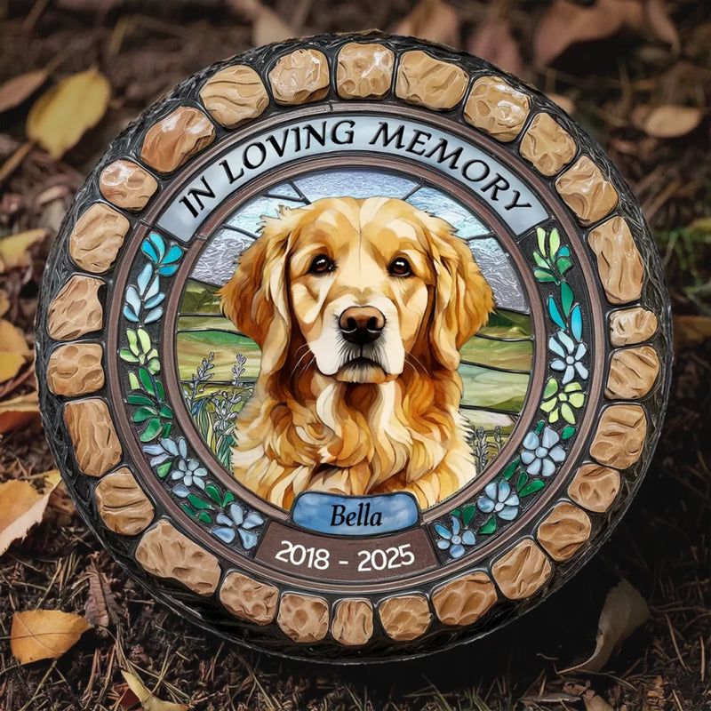 Custom Photo No Greater Companion, No Better Friend - Memorial Personalized Custom 3D Mosaic Faux Stained Glass Print Round Shaped Memorial Stone - Sympathy Gift For Pet Owners, Pet Lovers